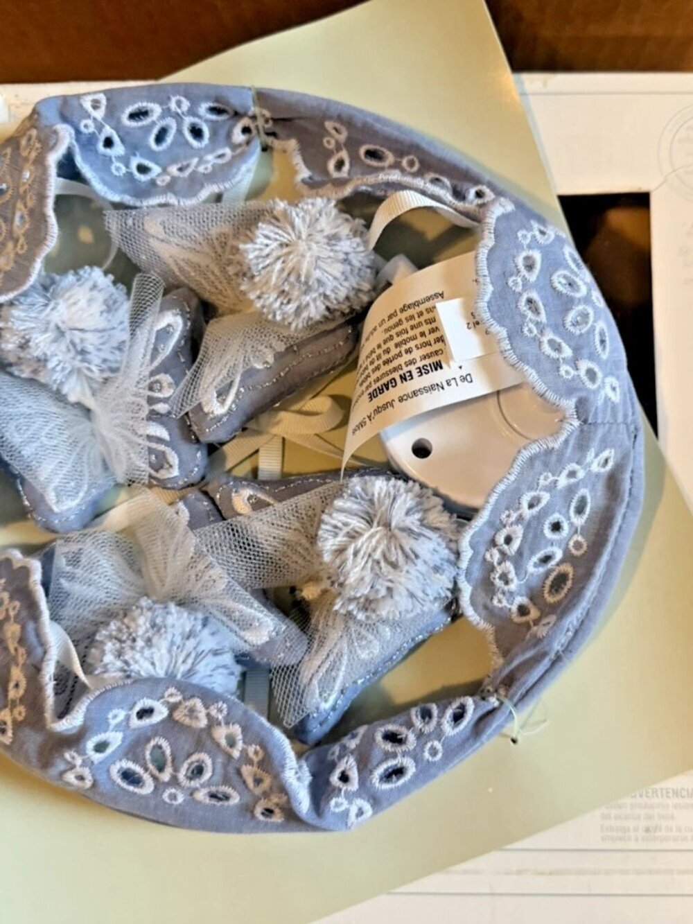 Pottery Barn Baby Butterfly Nursery Crib Mobile / Music Box - Chambray